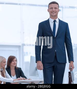 portrait of a practising lawyer in the background of the office. business people Stock Photo