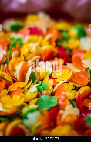 Star Vadagams and papad- Home made color vathal,vadagam and papad. Color papad and ring vadagams on market. Quality food Stock Photo
