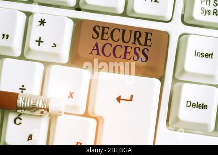 Writing note showing Secure Access. Business concept for enhance the security and cryptography performance in devices Stock Photo