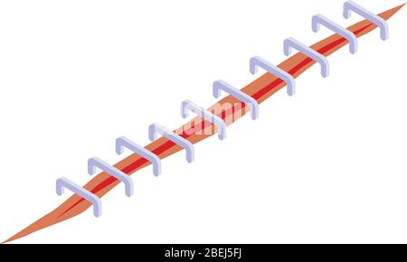 Needle suture icon, isometric style Stock Vector