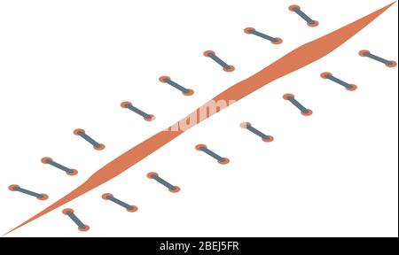 Skin suture icon, isometric style Stock Vector