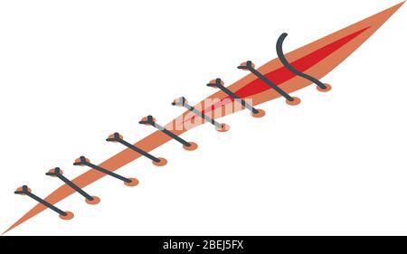 Cut suture icon, isometric style Stock Vector