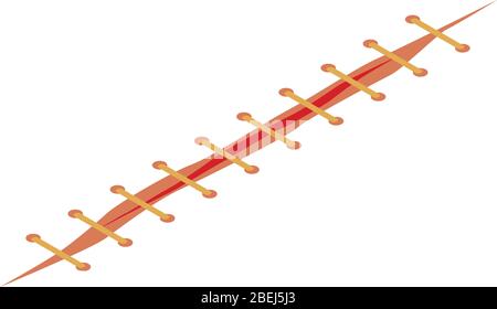 Accident suture icon, isometric style Stock Vector