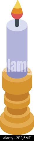 Magic burning candle icon, isometric style Stock Vector
