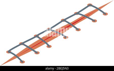 Injury suture icon, isometric style Stock Vector