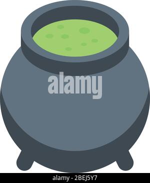 Magic cauldron icon, isometric style Stock Vector
