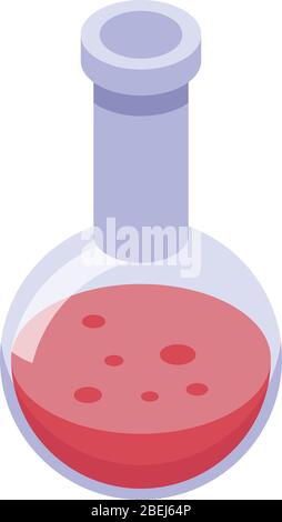 Red potion flask icon, isometric style Stock Vector