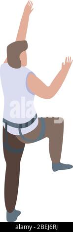 Indoor man climbing icon, isometric style Stock Vector