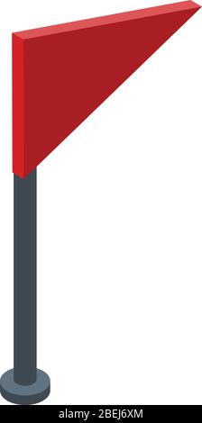 Climbing red flag icon, isometric style Stock Vector