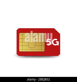 5G SIM card. Vector illustration. Mobile networks and telecommunications. Stock Vector