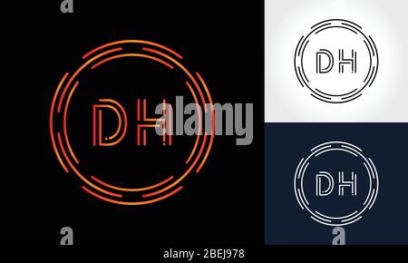 Initial DH Letter Logo With Creative Modern Business Typography Vector Template. Digital Circle Letter DH Logo Design Stock Vector