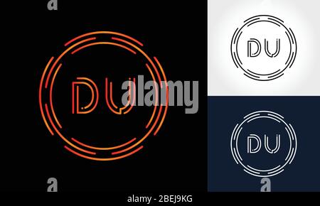 Initial DU Letter Logo With Creative Modern Business Typography Vector Template. Digital Circle Letter DU Logo Design Stock Vector