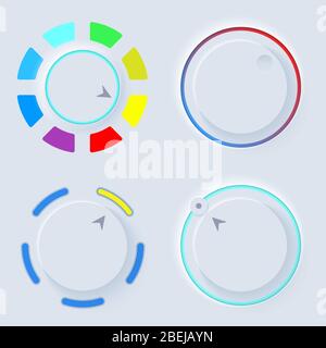 Newmorphic UI circle light set Stock Vector