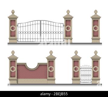 iron garden gate to the estate Stock Vector