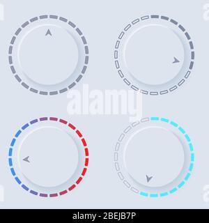 Newmorphic UI circle light set Stock Vector
