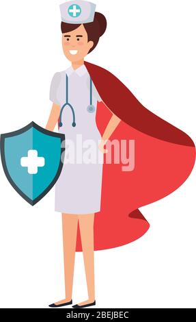 super nurse with hero cloak and shield Stock Vector Image & Art - Alamy