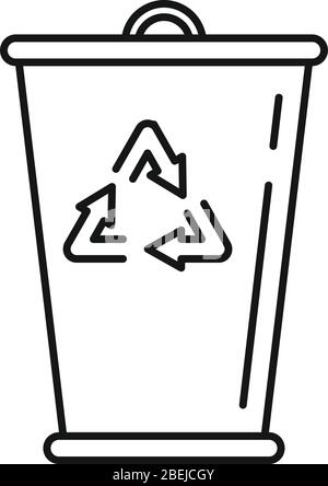 Recycling garbage bucket icon. Outline recycling garbage bucket vector icon for web design isolated on white background Stock Vector