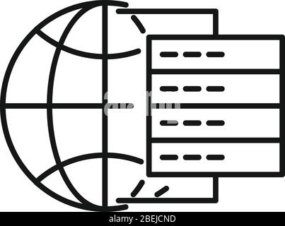 Global server data icon. Outline global server data vector icon for web design isolated on white background Stock Vector