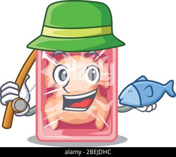 Cartoon design concept of frozen chicken while fishing Stock Vector