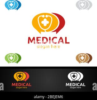 Blog or Chat Cross Medical Hospital Logo for Emergency Clinic Drug store or Volunteers Concept Stock Vector