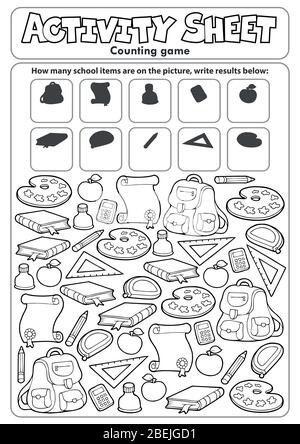 Activity sheet counting game topic 1 - eps10 vector illustration. Stock Vector
