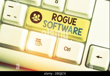 Word writing text Rogue Software. Business photo showcasing type of malware that poses as antimalware software Stock Photo