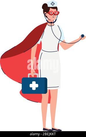 super nurse with hero cloak and first aid kit Stock Vector Image & Art ...