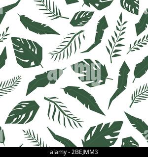 Tropical jungle leaves seamless pattern. Hand drawn vector illustration pattern. For fashion, textile, web, print, surface design Stock Vector