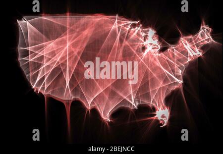 Illustration of a USA map done with kirlian aura photography Stock Photo