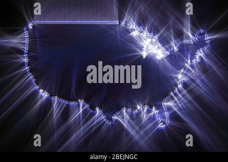 Illustration of a USA map done with kirlian aura photography Stock Photo