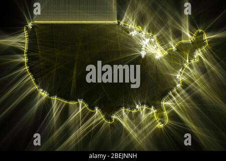 Illustration of a USA map done with kirlian aura photography Stock Photo