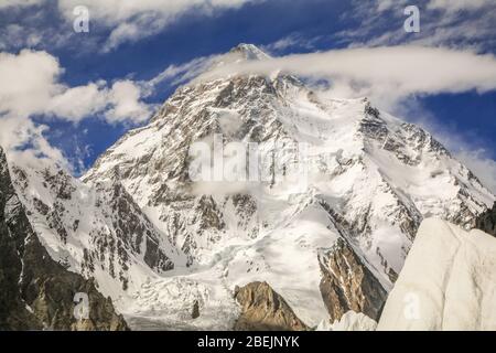 K2, the second highest mountain in the world. Located in the Karakoram mountains in Northern Pakistan. Stock Photo