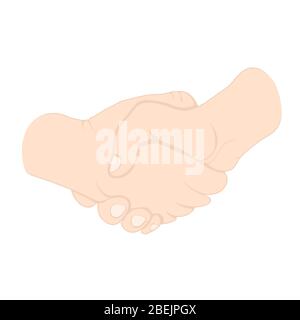 Hand gesture, wrist with fingers with sign handshake, two hands shake each other, language icon, logo, symbol emotion. Drawing bent fingers isolated o Stock Vector