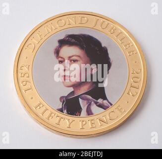 A Commemorative coin for Queen Elizabeth II's Diamond Jubilee in 2012 Stock Photo