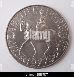 A twenty five pence British Silver Jubilee Commemorative coin from 1977 Stock Photo