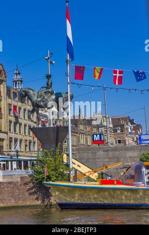 Equestrian statue of Queen Wilhelmina in Amsterdam Stock Photo