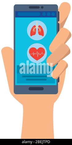 medicine online with smartphone and icons Stock Vector
