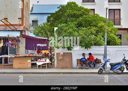 In the afternoon near the Gandhi Statue in Pondicherry. Stock Photo