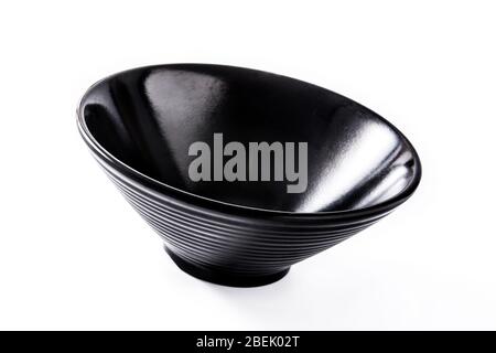 Empty black bowl kitchenware isolated on white background Stock Photo
