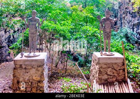 Statues found in one of the caves  of Phnom Sampeau, Battambang, Cambodia Stock Photo