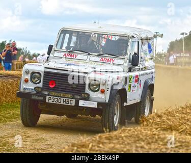 Armed Forces Rally Team Land Rover racing on the rally stage at the ...