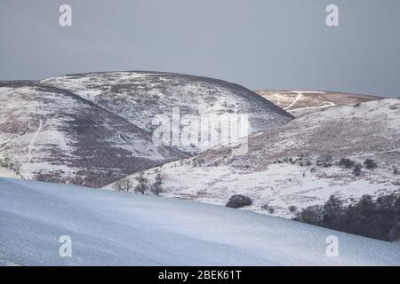 View from Gaerstone on Hope Bowdler Hill, Church Stretton, Shropshire, England, UK in Winter. Stock Photo