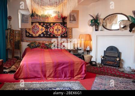 Jimi Hendrix's bedroom - in the flat of his girlfriend Cathy Etchingham. UK, England, London, Handel and Hendrix house museum. Stock Photo