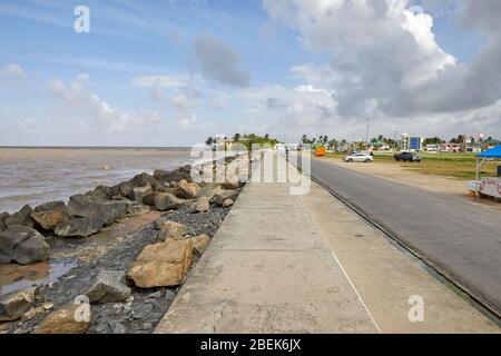 Sea Wall Seawall in Georgetown Guyana, South America Stock Photo