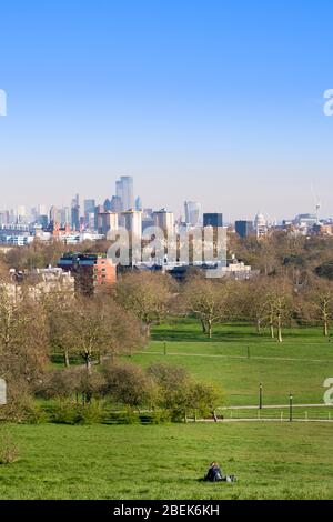 UK, England, London. View of London's financial district (the City) from Primrose Hill park in St. John's Wood Stock Photo