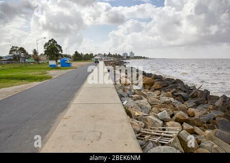 Sea Wall Seawall in Georgetown Guyana, South America Stock Photo