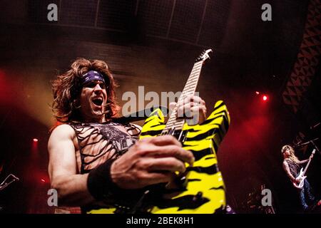 Copenhagen, Denmark. 31st, January 2018. The American glam metal band Steel Panther performs a live concert at VEGA in Copenhagen. Here guitarist Satchel is seen live on stage. (Photo credit: Gonzales Photo - Lasse Lagoni). Stock Photo