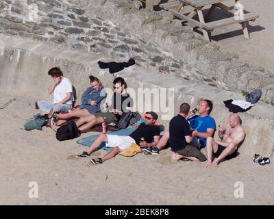 Newquay,Cornwall, 14th April 2020. Young adult party defies distancing rules Credit: Robert Taylor/Alamy Live