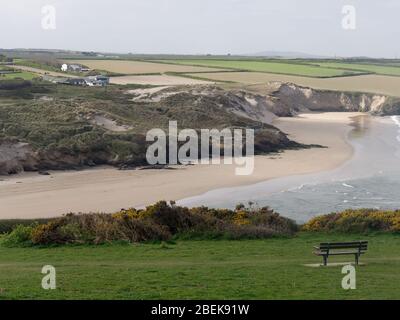 Crantock beach almost deserted during Covid 19 crisis. Credit: Robert Taylor/Alamy Live
