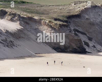 Crantock beach almost deserted during Covid 19 crisis. Credit: Robert Taylor/Alamy Live